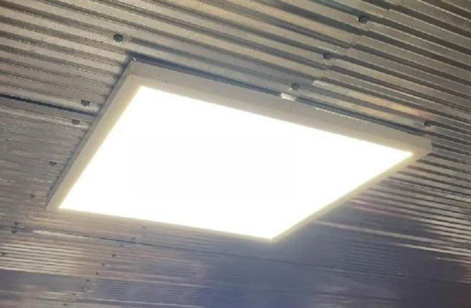 LED flat panel powered on during a sample quality check